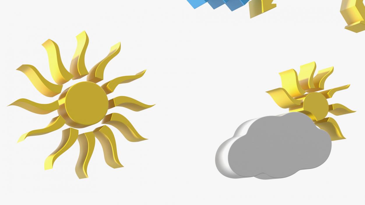 Meteorology Symbols with Sun Set 3D