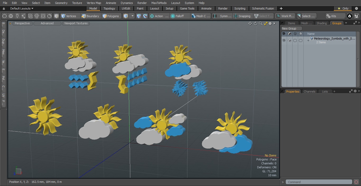 Meteorology Symbols with Sun Set 3D