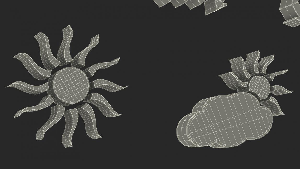 Meteorology Symbols with Sun Set 3D