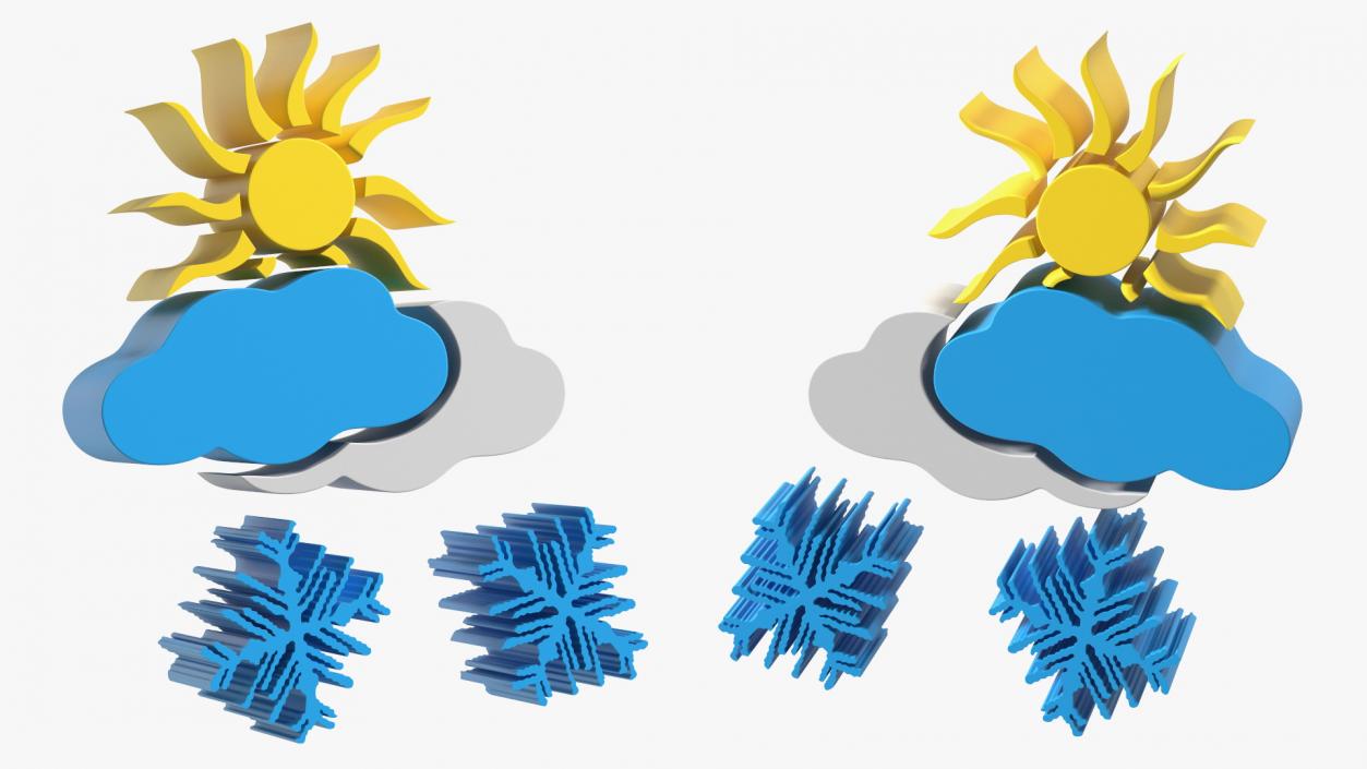 Meteorology Symbols with Sun Set 3D