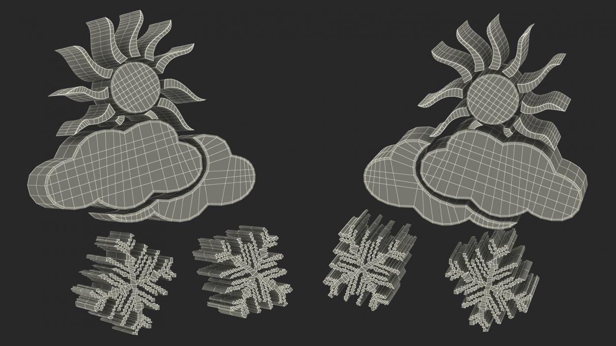 Meteorology Symbols with Sun Set 3D