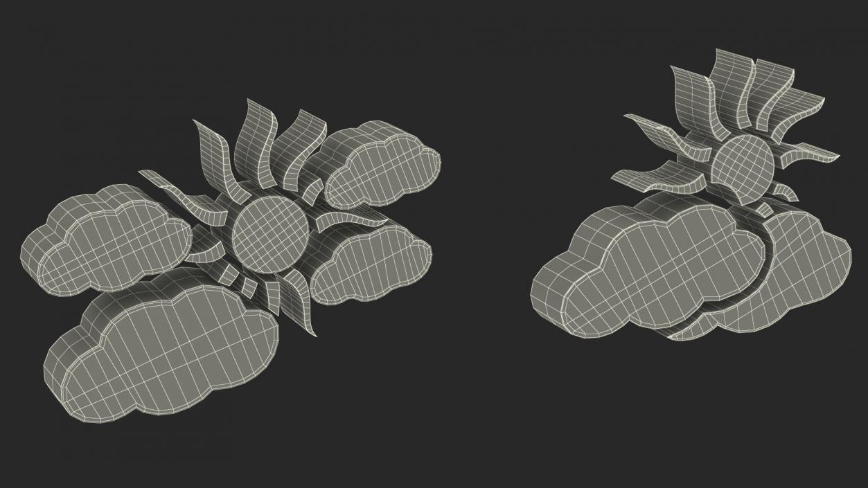 Meteorology Symbols with Sun Set 3D