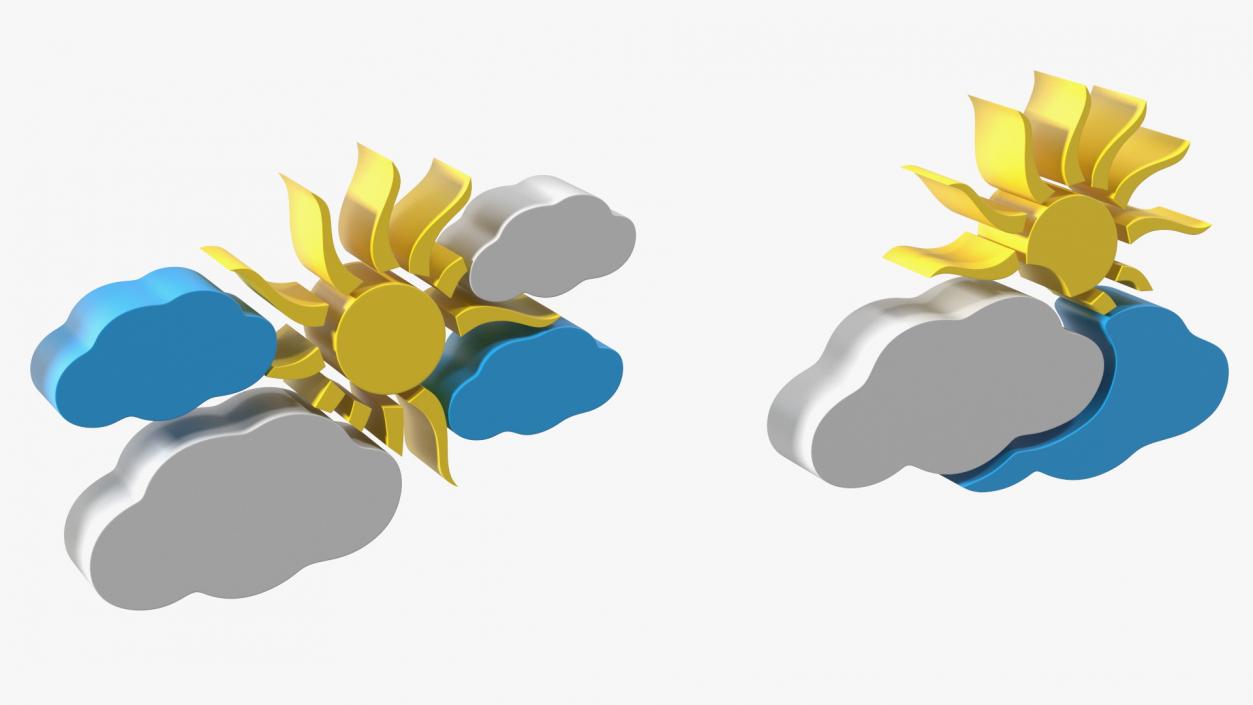 Meteorology Symbols with Sun Set 3D