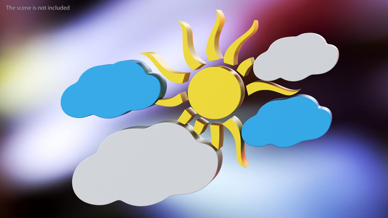 Meteorology Symbols with Sun Set 3D