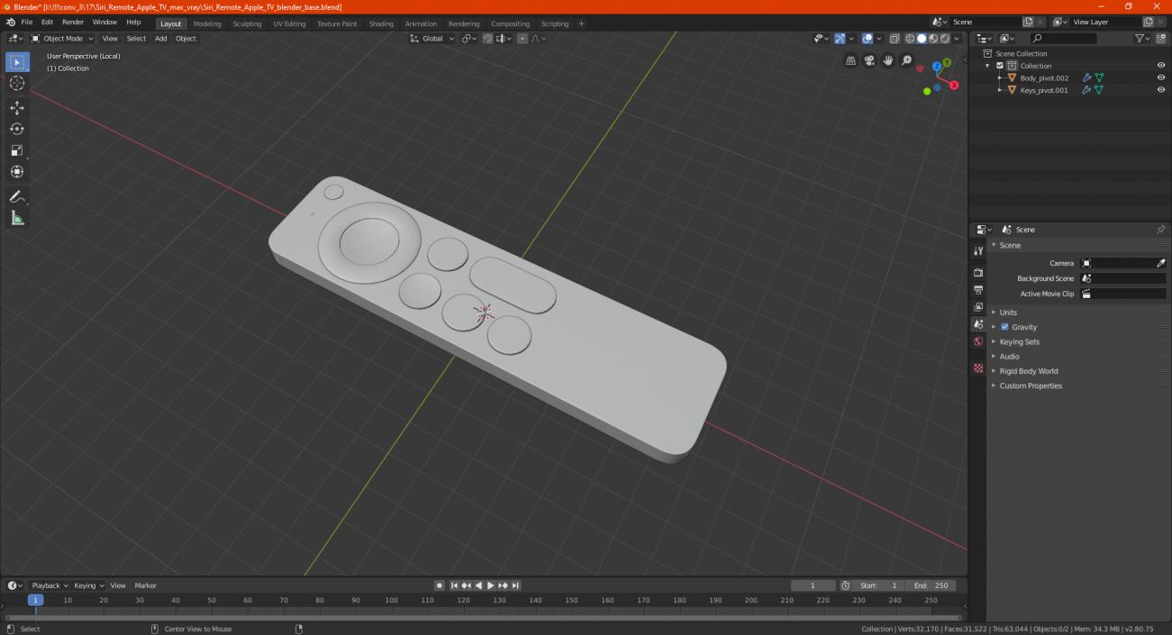 3D model Siri Remote Apple TV