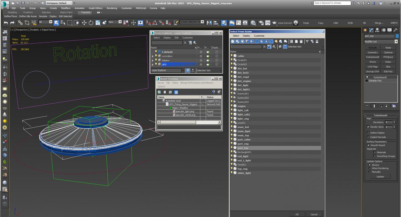 UFO Flying Saucer Rigged 3D model