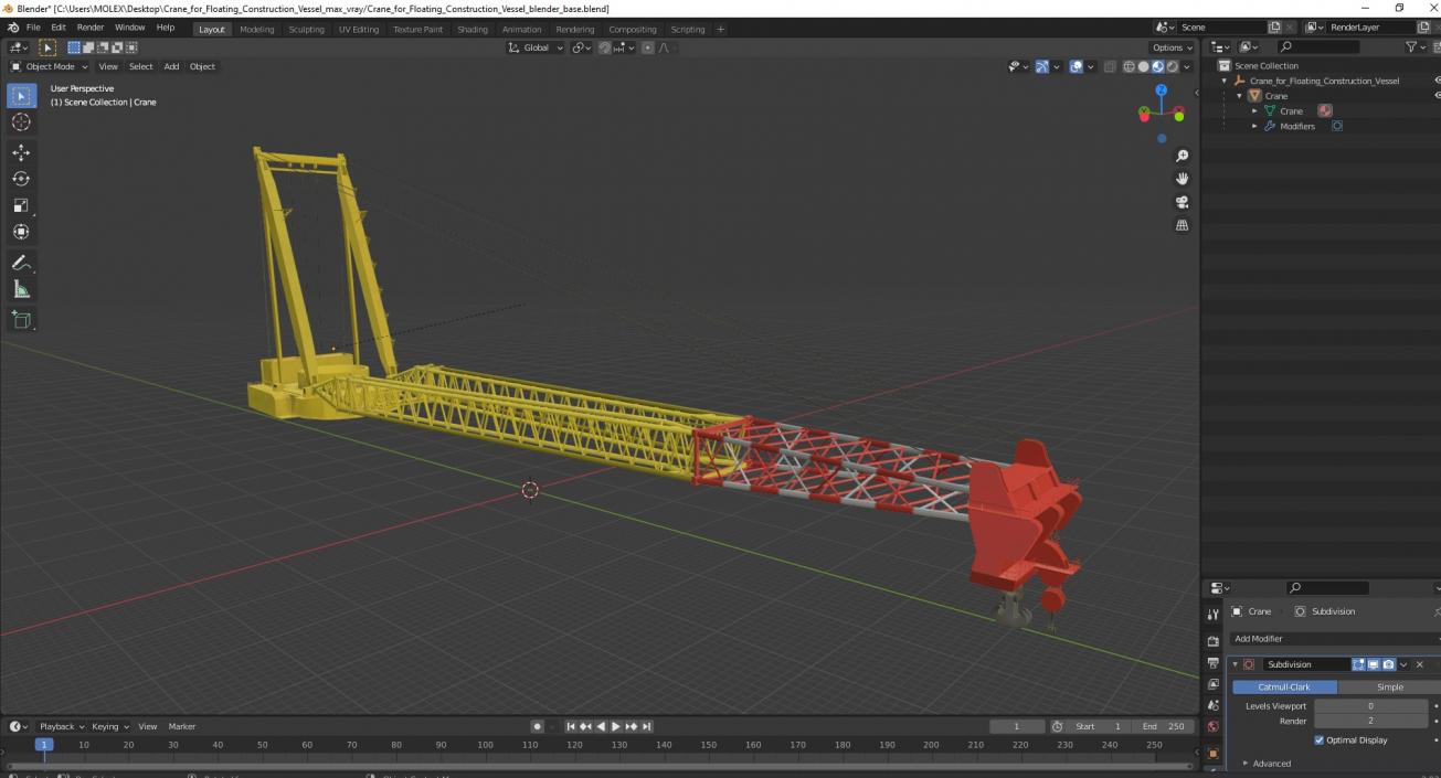 3D Crane for Floating Construction Vessel model