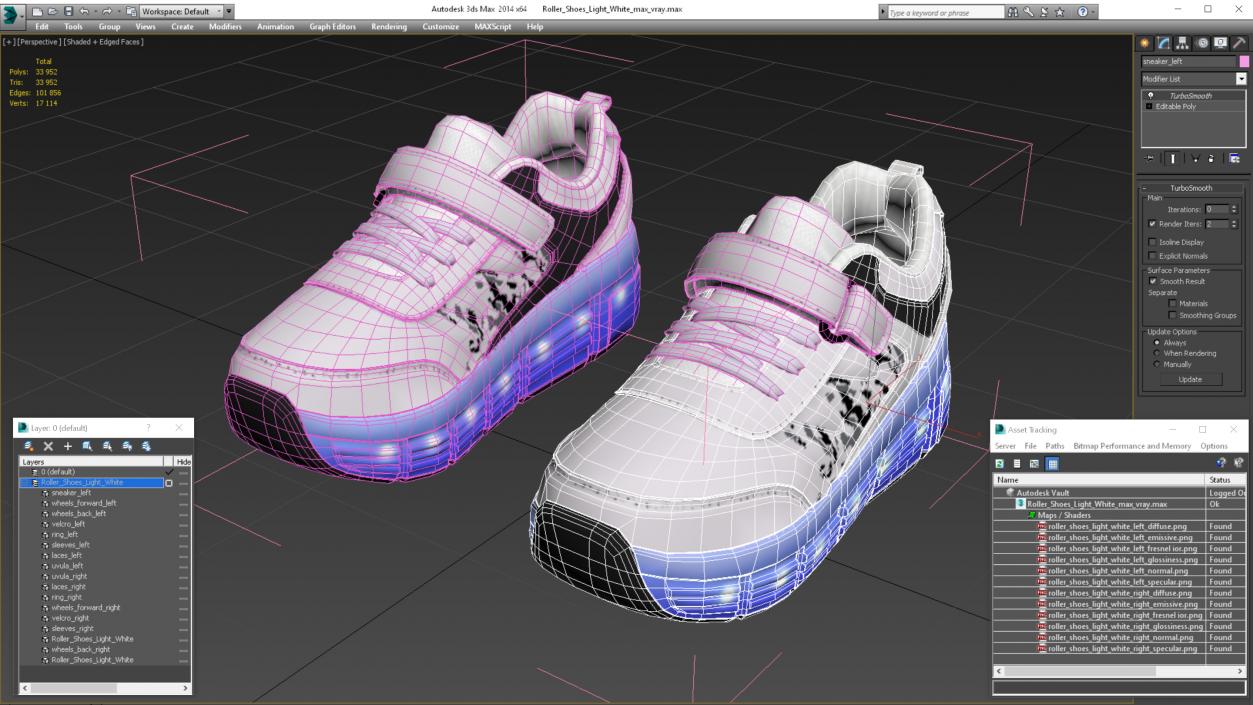 Roller Shoes Light White 3D model