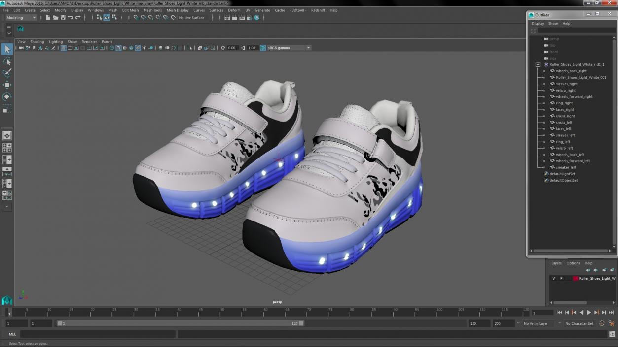 Roller Shoes Light White 3D model