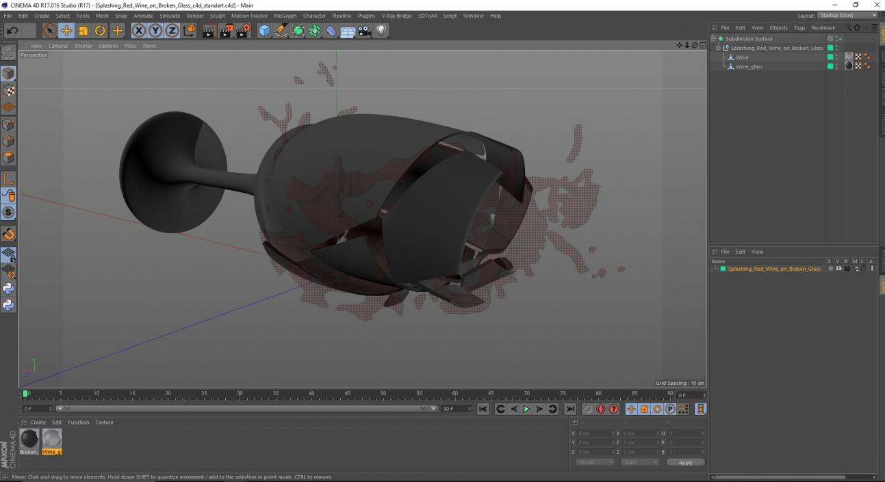 Splashing Red Wine on Broken Glass 3D model