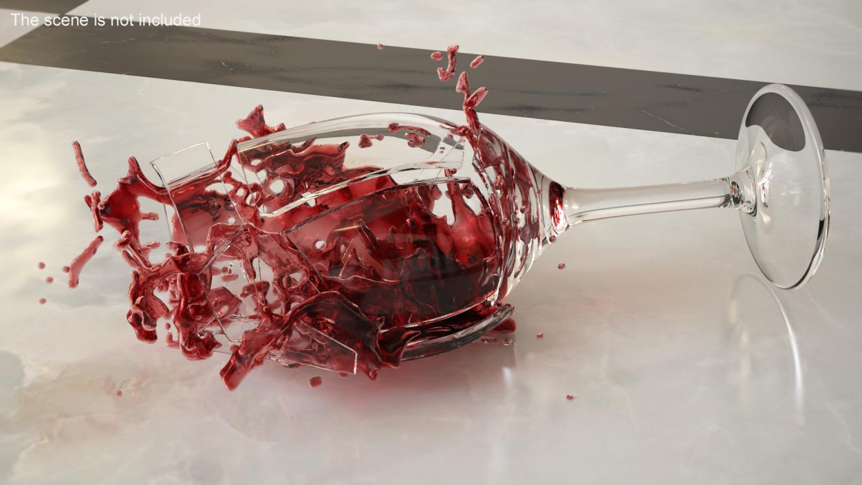 Splashing Red Wine on Broken Glass 3D model