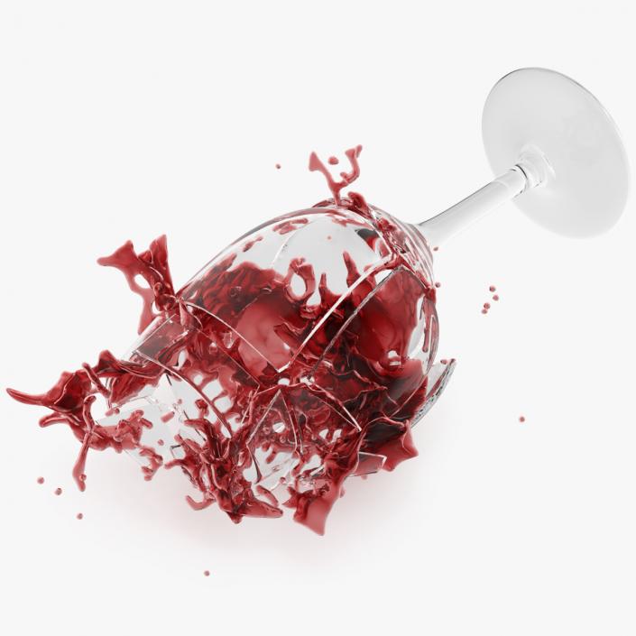 Splashing Red Wine on Broken Glass 3D model