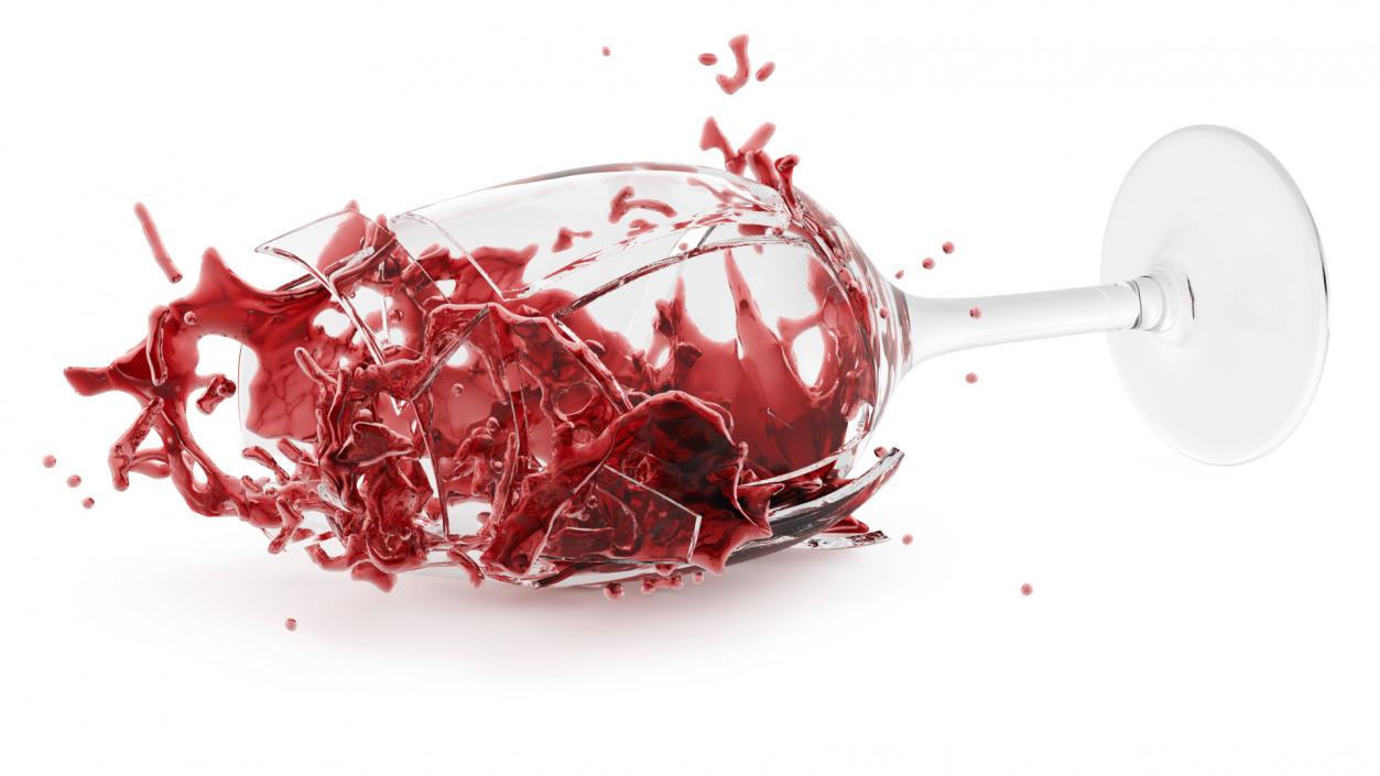 Splashing Red Wine on Broken Glass 3D model