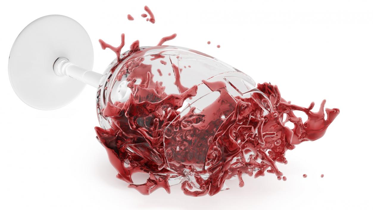 Splashing Red Wine on Broken Glass 3D model