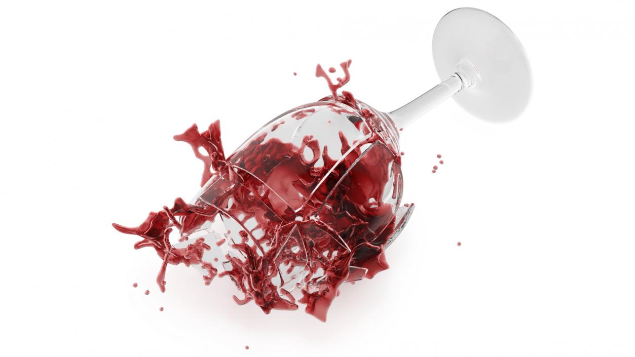 Splashing Red Wine on Broken Glass 3D model