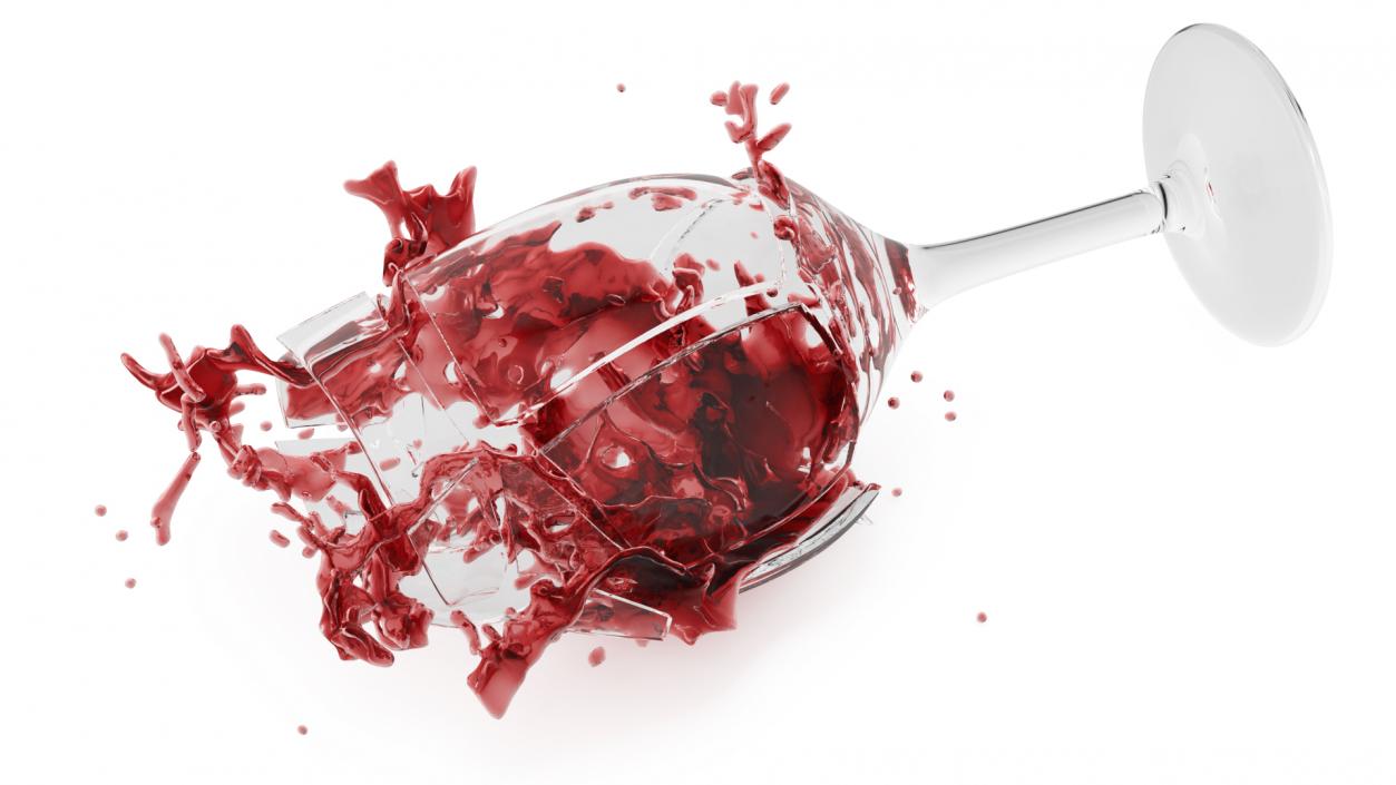 Splashing Red Wine on Broken Glass 3D model