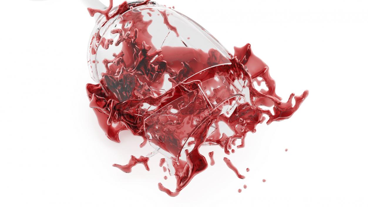 Splashing Red Wine on Broken Glass 3D model