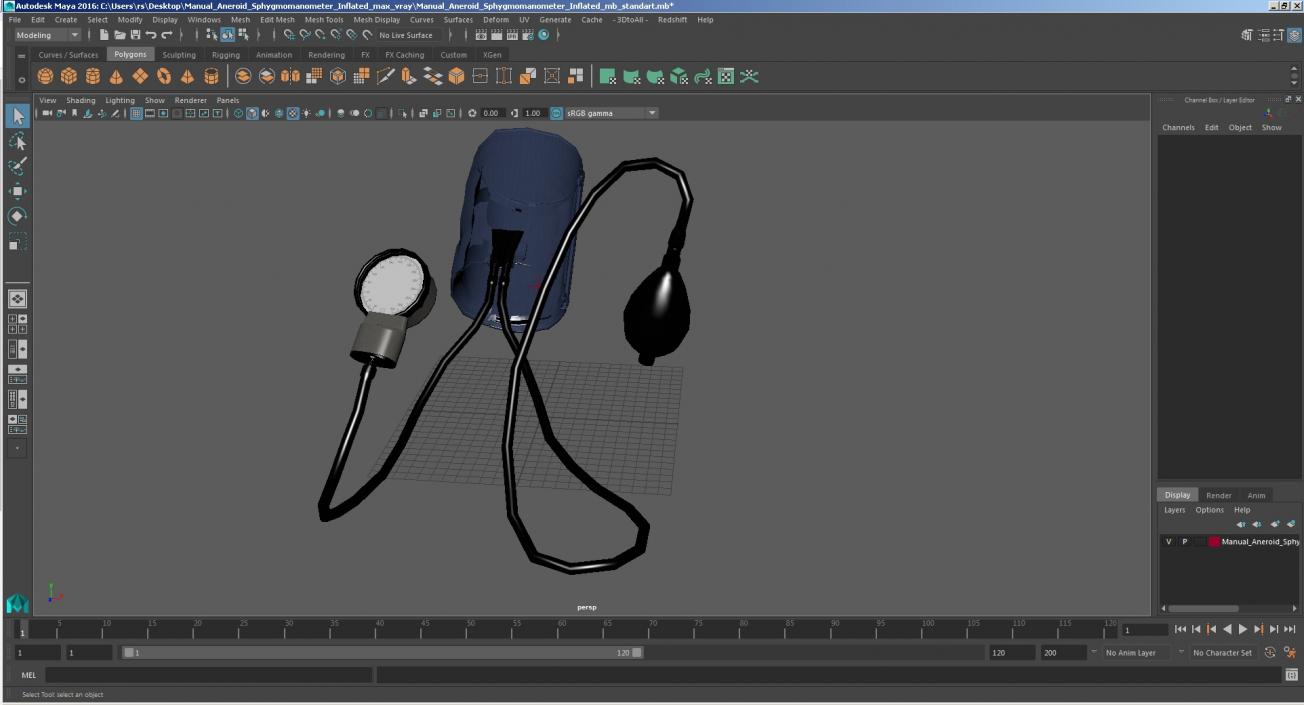 3D model Manual Aneroid Sphygmomanometer Inflated