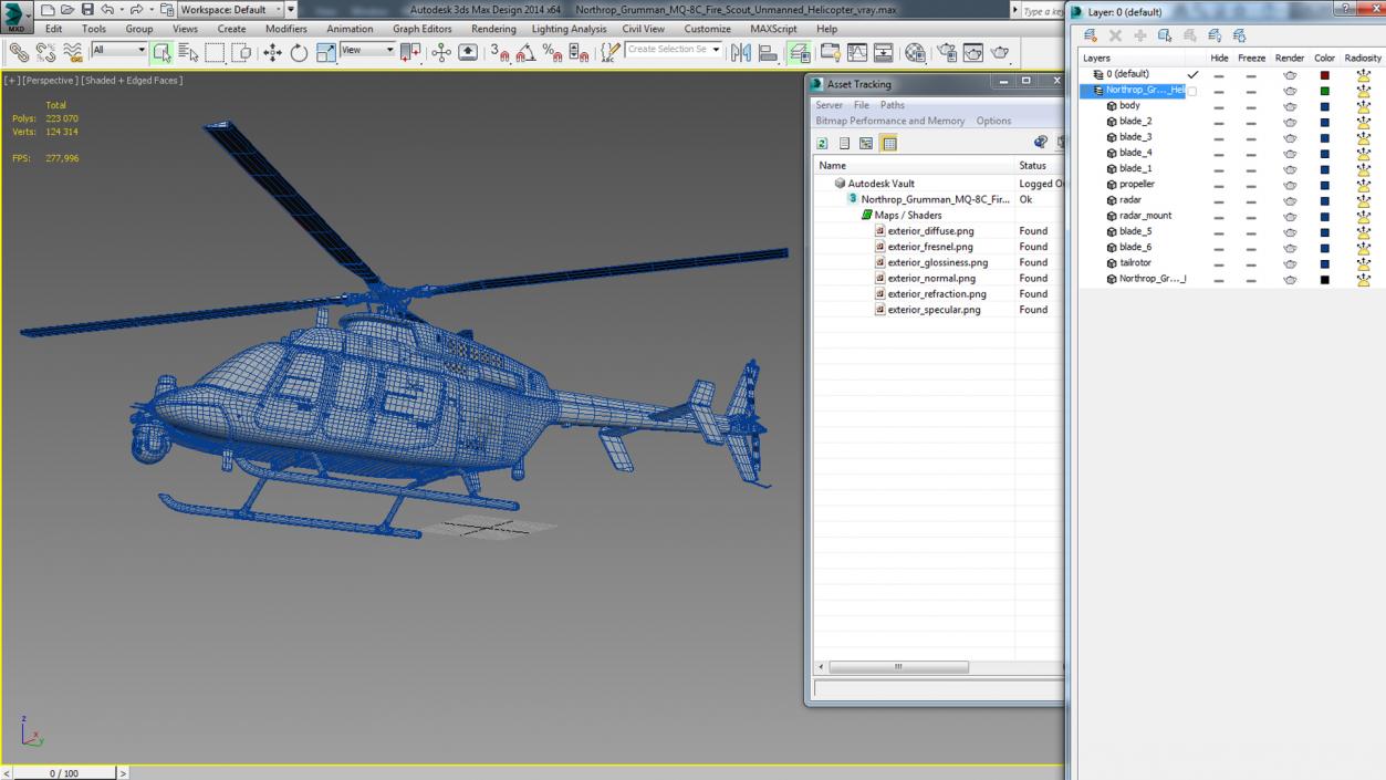 3D Northrop Grumman MQ-8C Fire Scout Unmanned Helicopter model