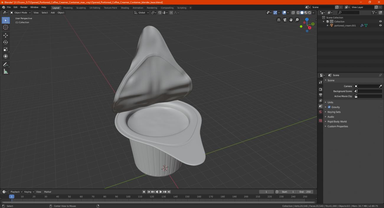 3D Opened Portioned Coffee Creamer Container