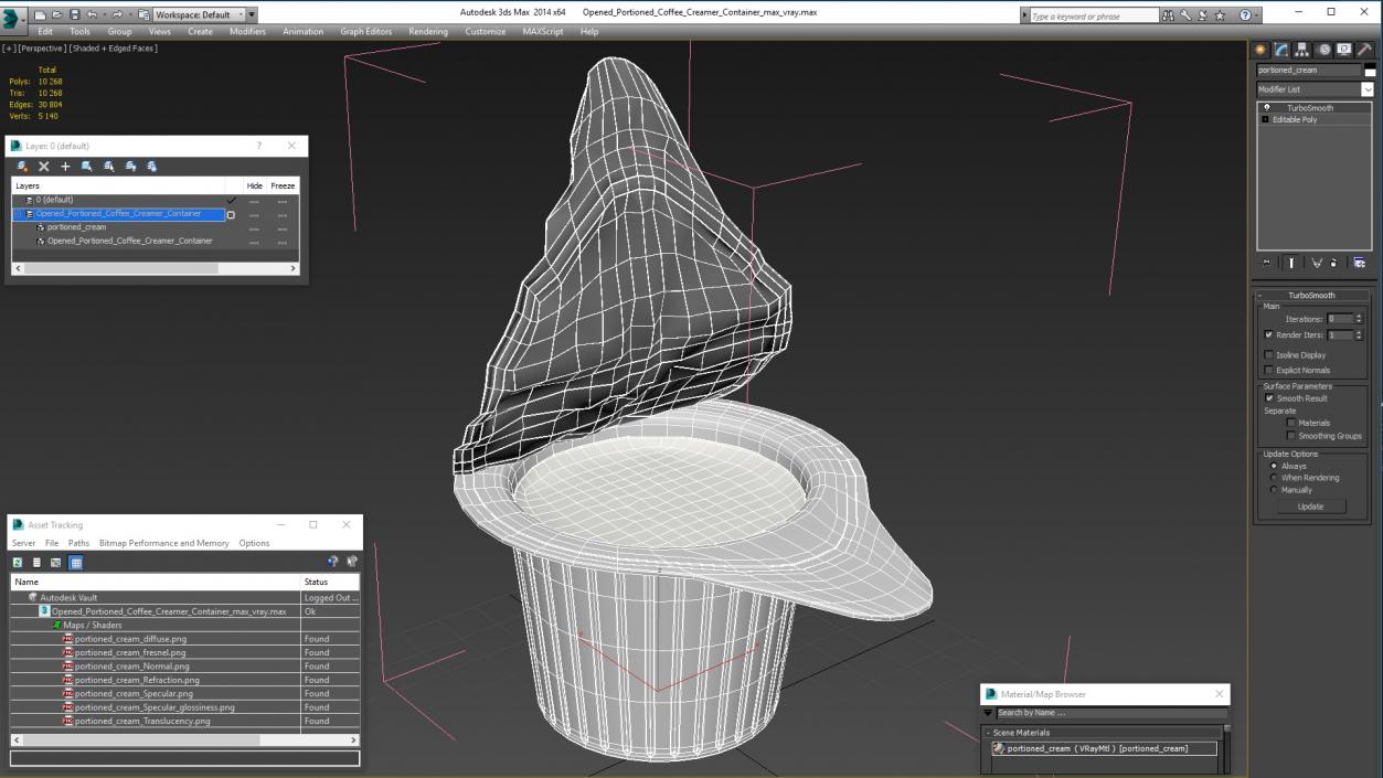 3D Opened Portioned Coffee Creamer Container