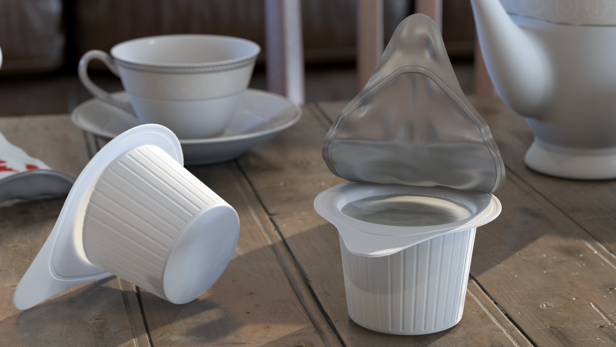 3D Opened Portioned Coffee Creamer Container