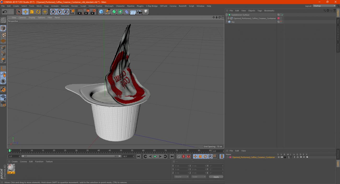 3D Opened Portioned Coffee Creamer Container