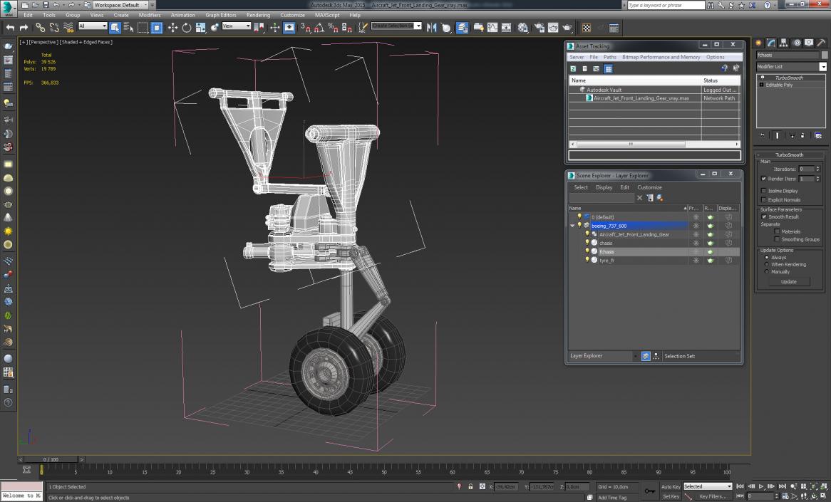 3D Aircraft Jet Front Landing Gear