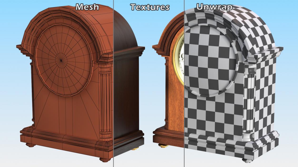 3D Barrister Style Mantel Clock model