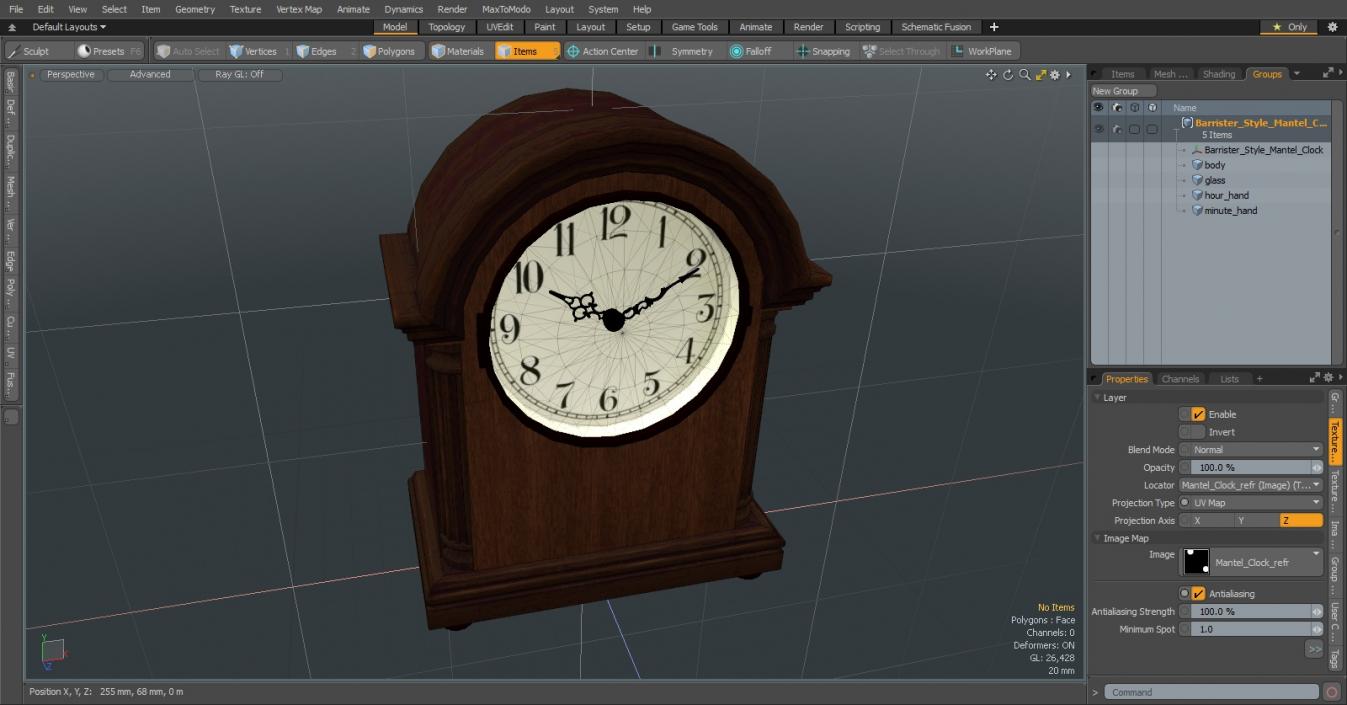 3D Barrister Style Mantel Clock model