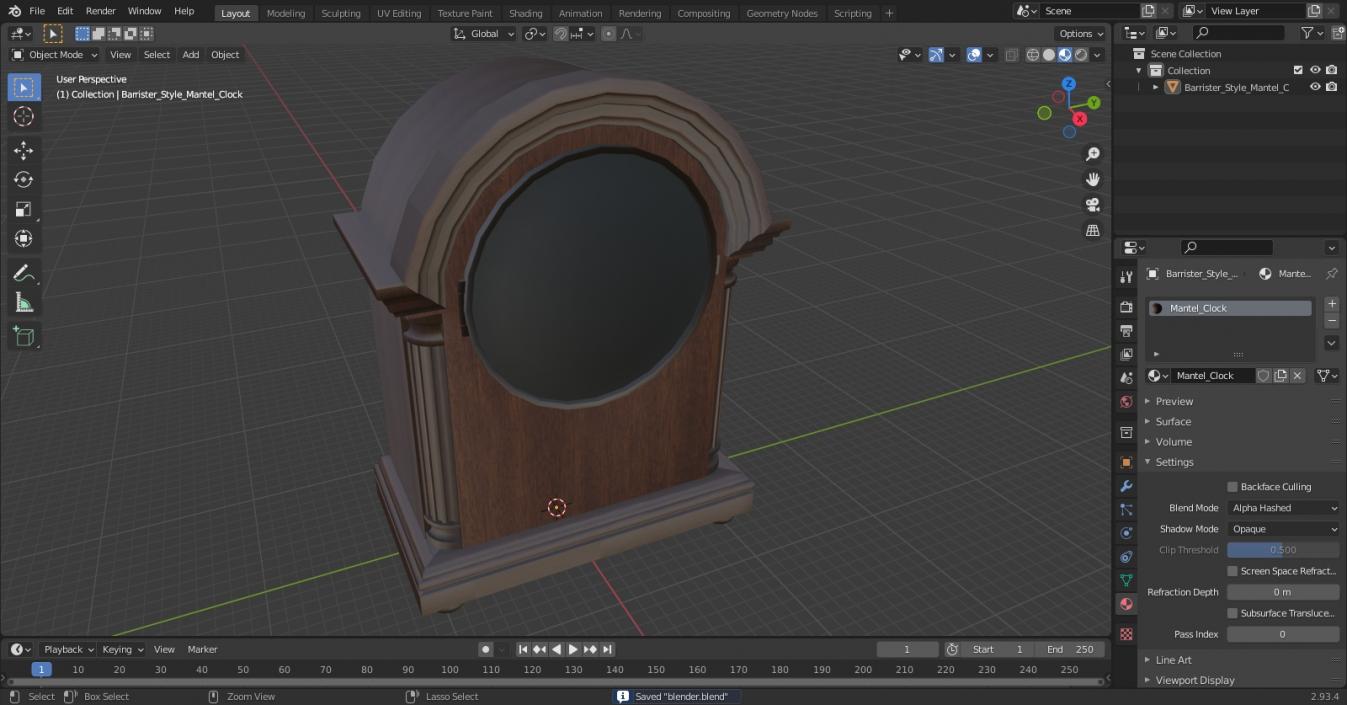 3D Barrister Style Mantel Clock model