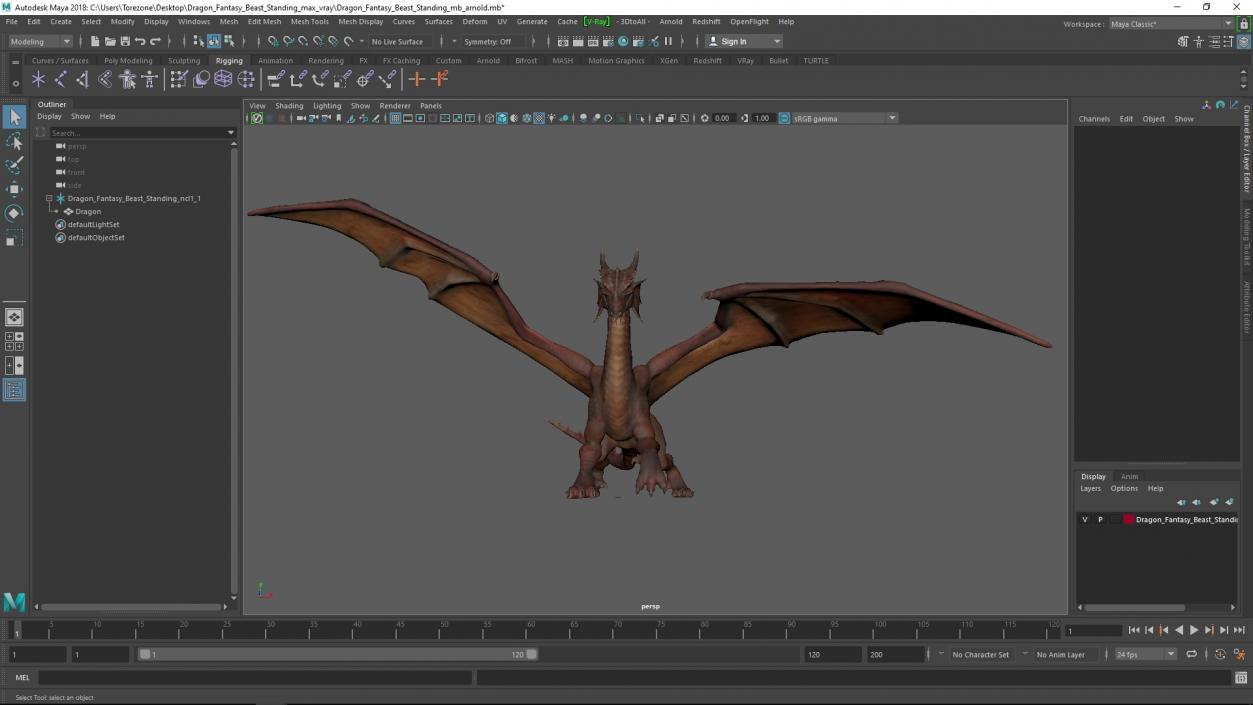 Dragon Fantasy Beast Standing 3D model