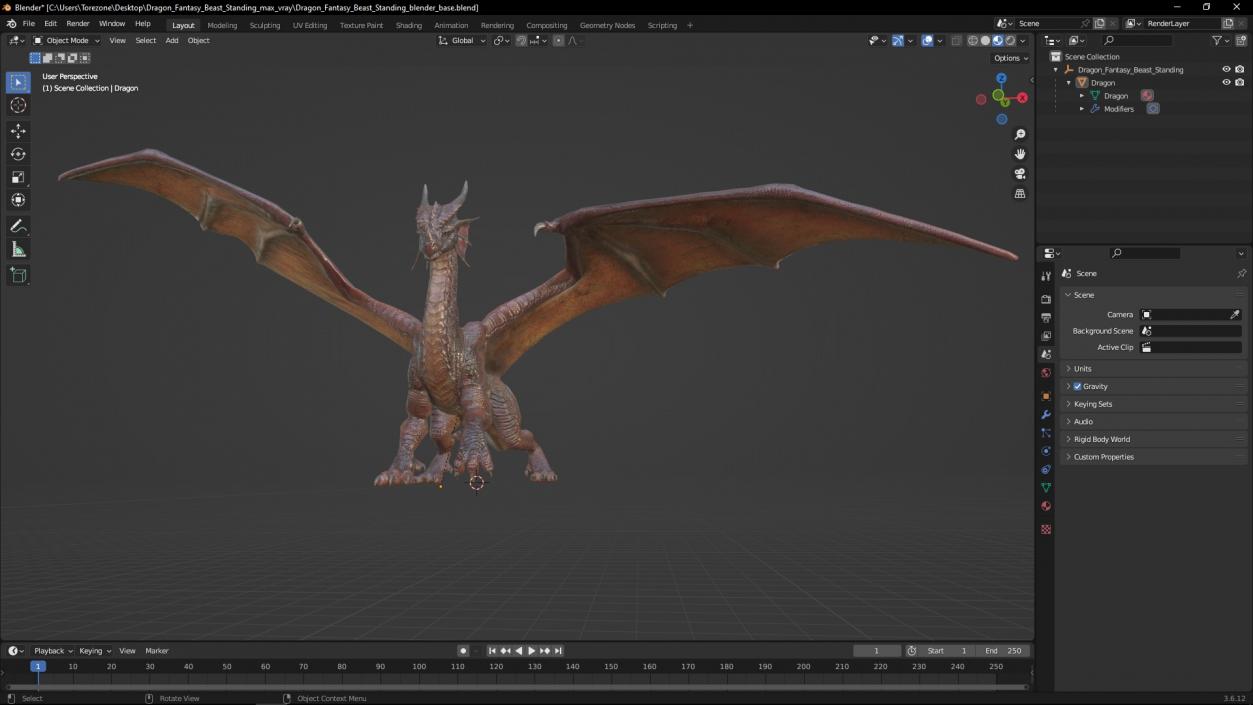 Dragon Fantasy Beast Standing 3D model