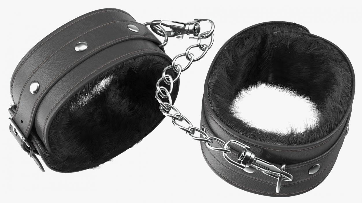 3D Leather Wrist Cuffs with Fur model