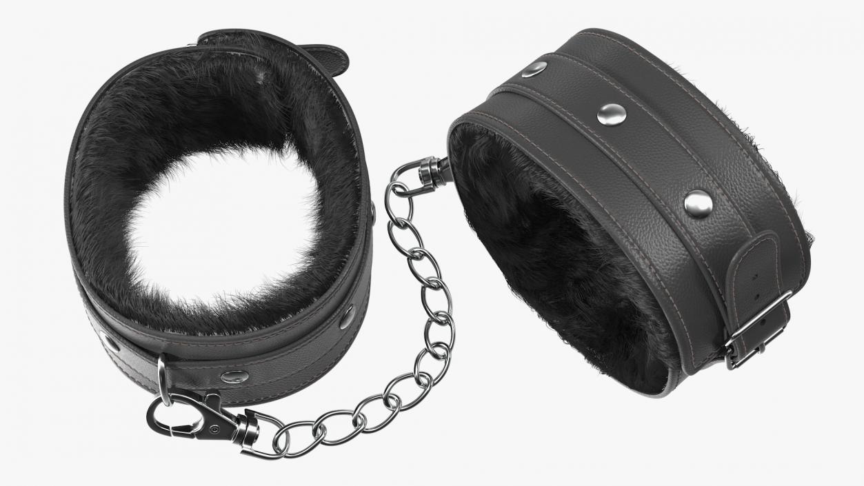 3D Leather Wrist Cuffs with Fur model