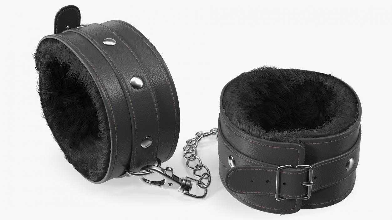 3D Leather Wrist Cuffs with Fur model