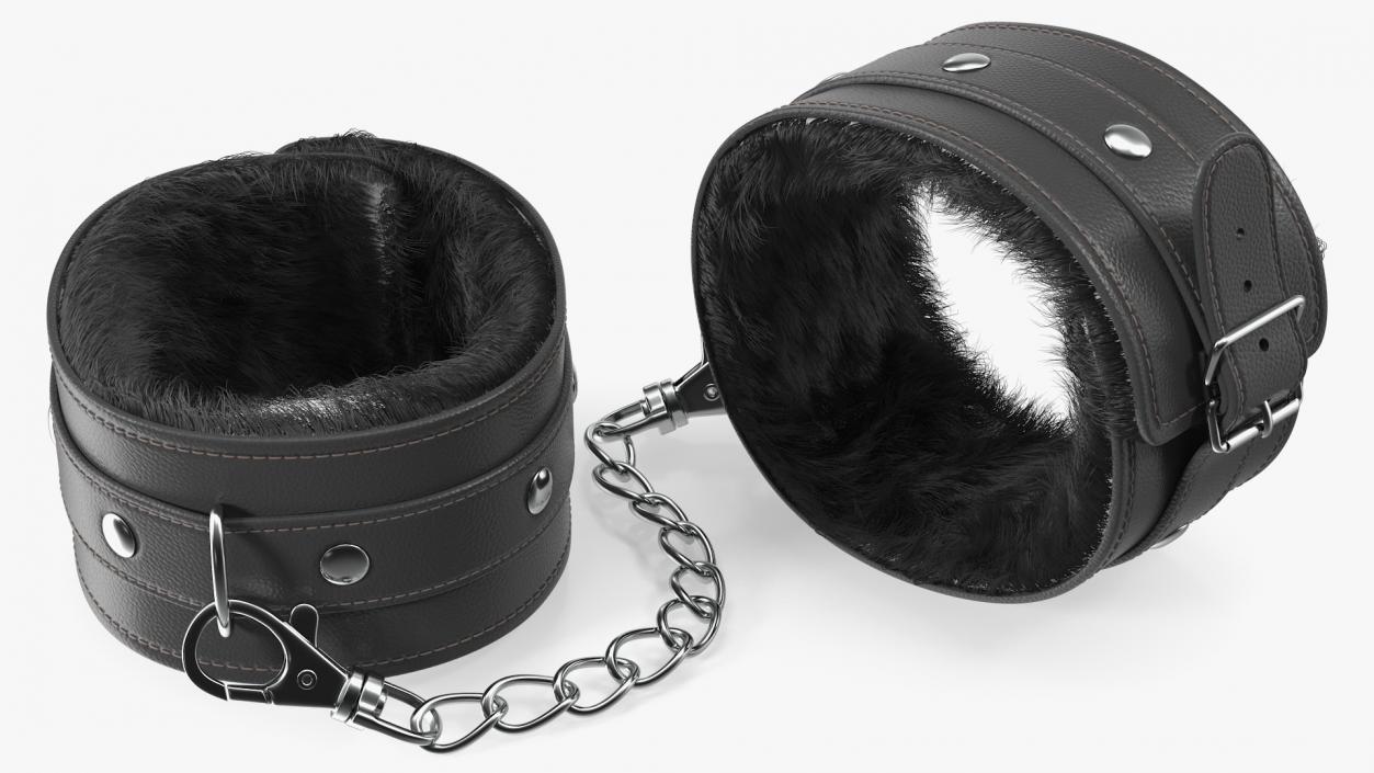 3D Leather Wrist Cuffs with Fur model