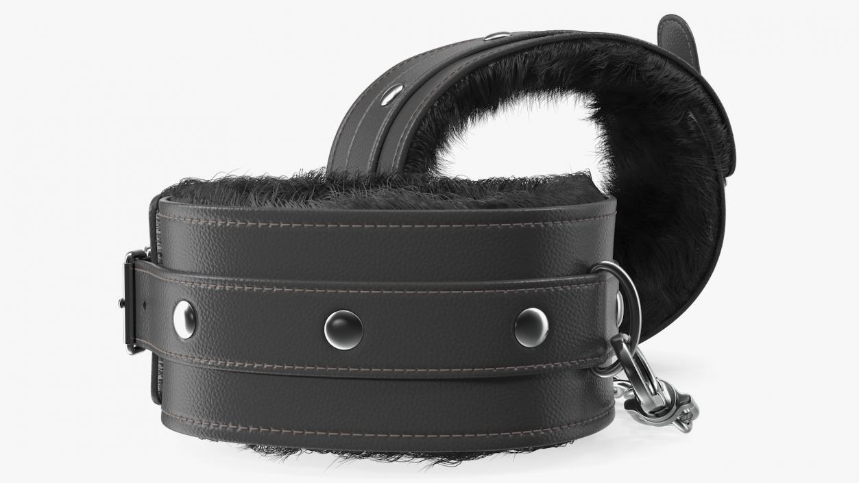 3D Leather Wrist Cuffs with Fur model