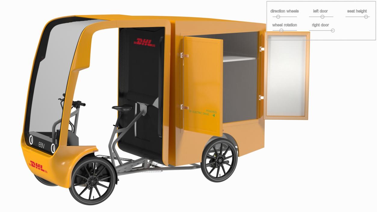 3D Electric Cargo Bike EAV DHL Rigged for Maya model