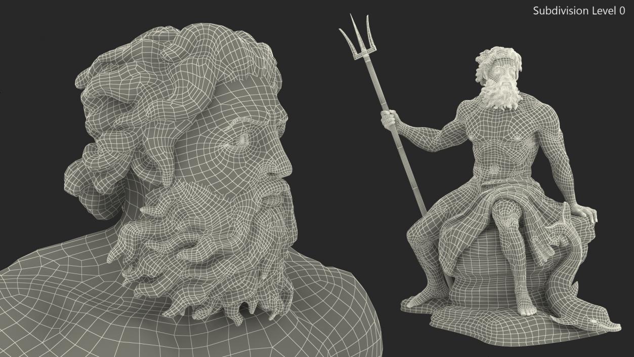 3D model Bronze Poseidon Sculpture