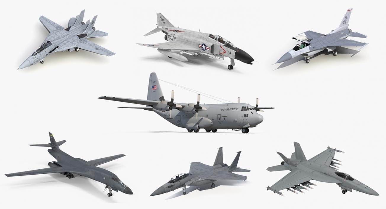 US Military Airplanes Collection 2 3D model