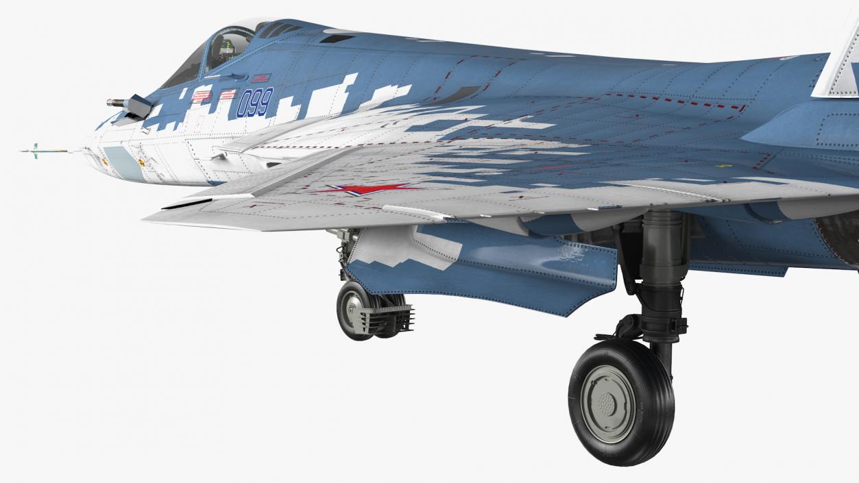 3D SU 57 Stealth Jet Fighter Pixel Camouflage Rigged for Cinema 4D model