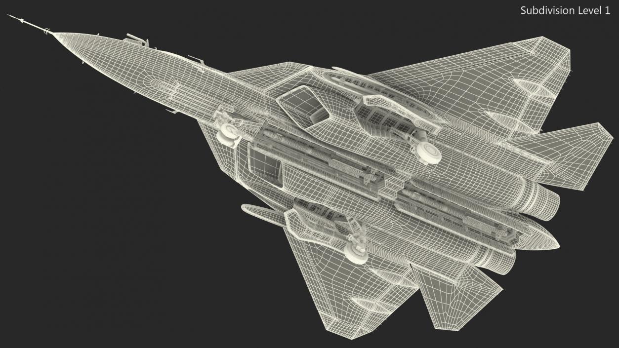 SU 57 Stealth Jet Fighter Pixel Camouflage Rigged 3D model