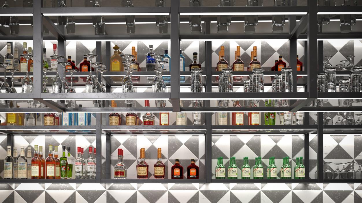 3D Modern Bar with Shelves model