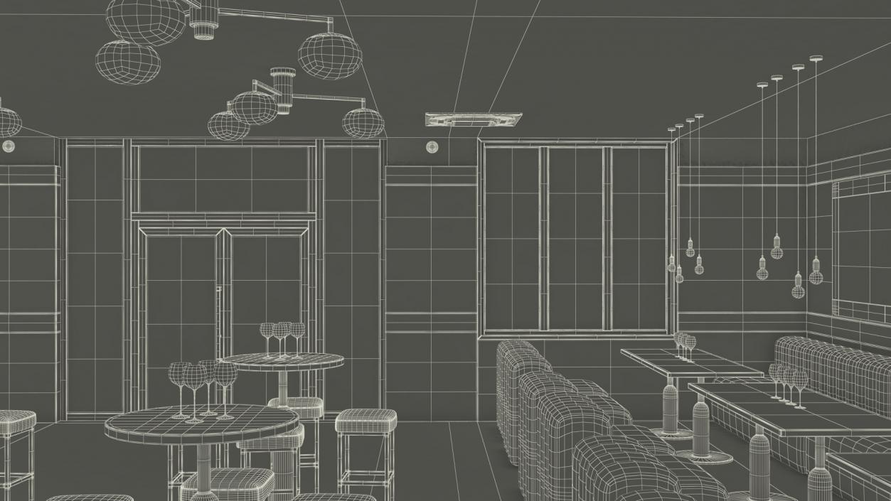 3D Modern Bar with Shelves model