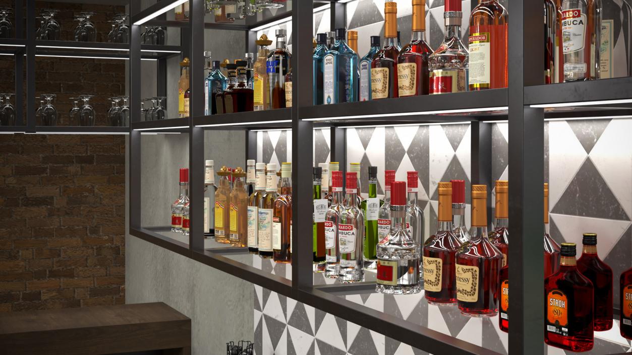 3D Modern Bar with Shelves model