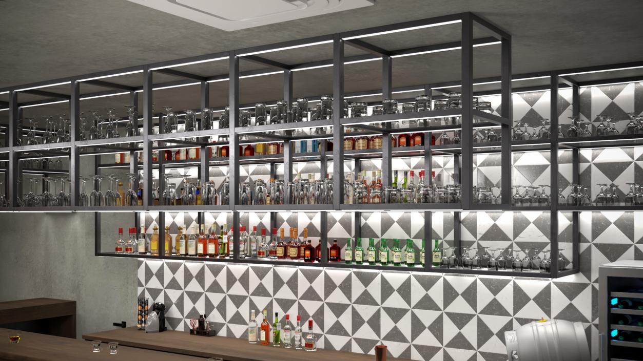 3D Modern Bar with Shelves model