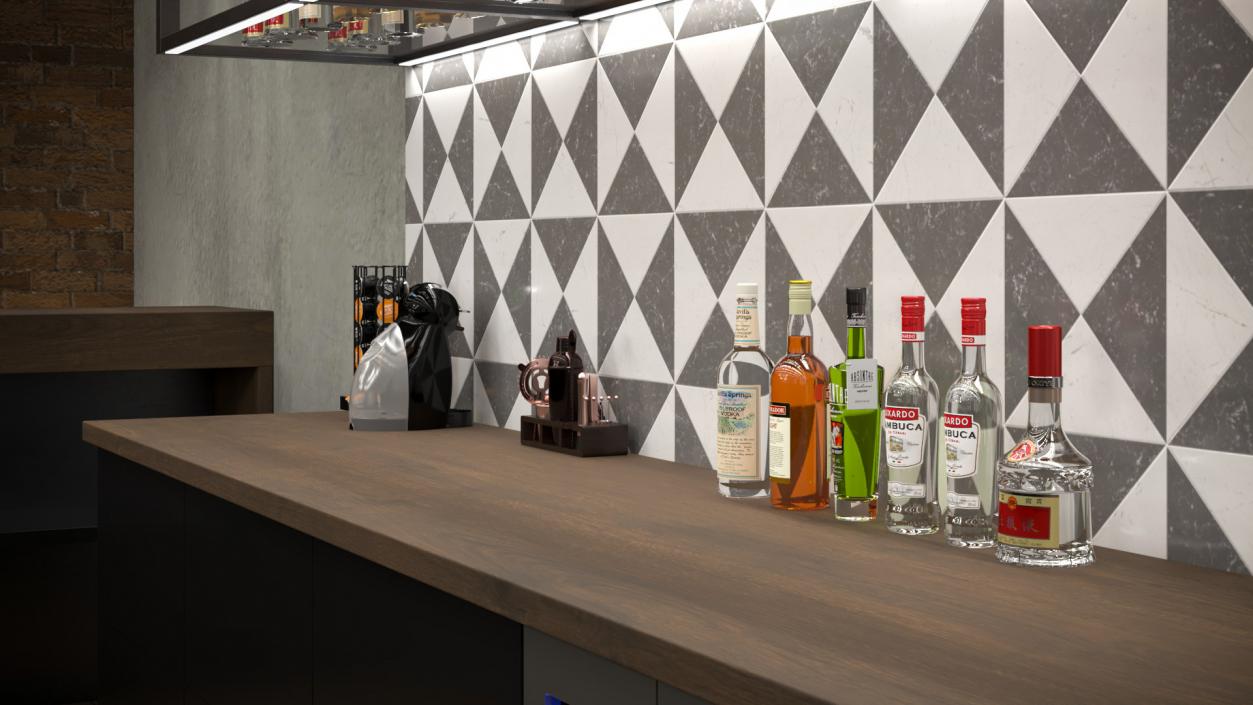 3D Modern Bar with Shelves model