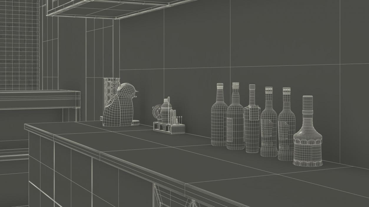 3D Modern Bar with Shelves model