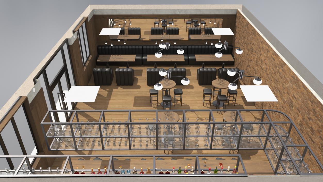 3D Modern Bar with Shelves model